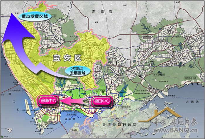 深圳市重心西移示意图